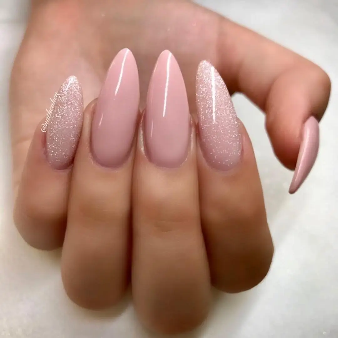 Nude and silver nails